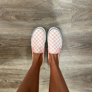 Pink and white checkered vans